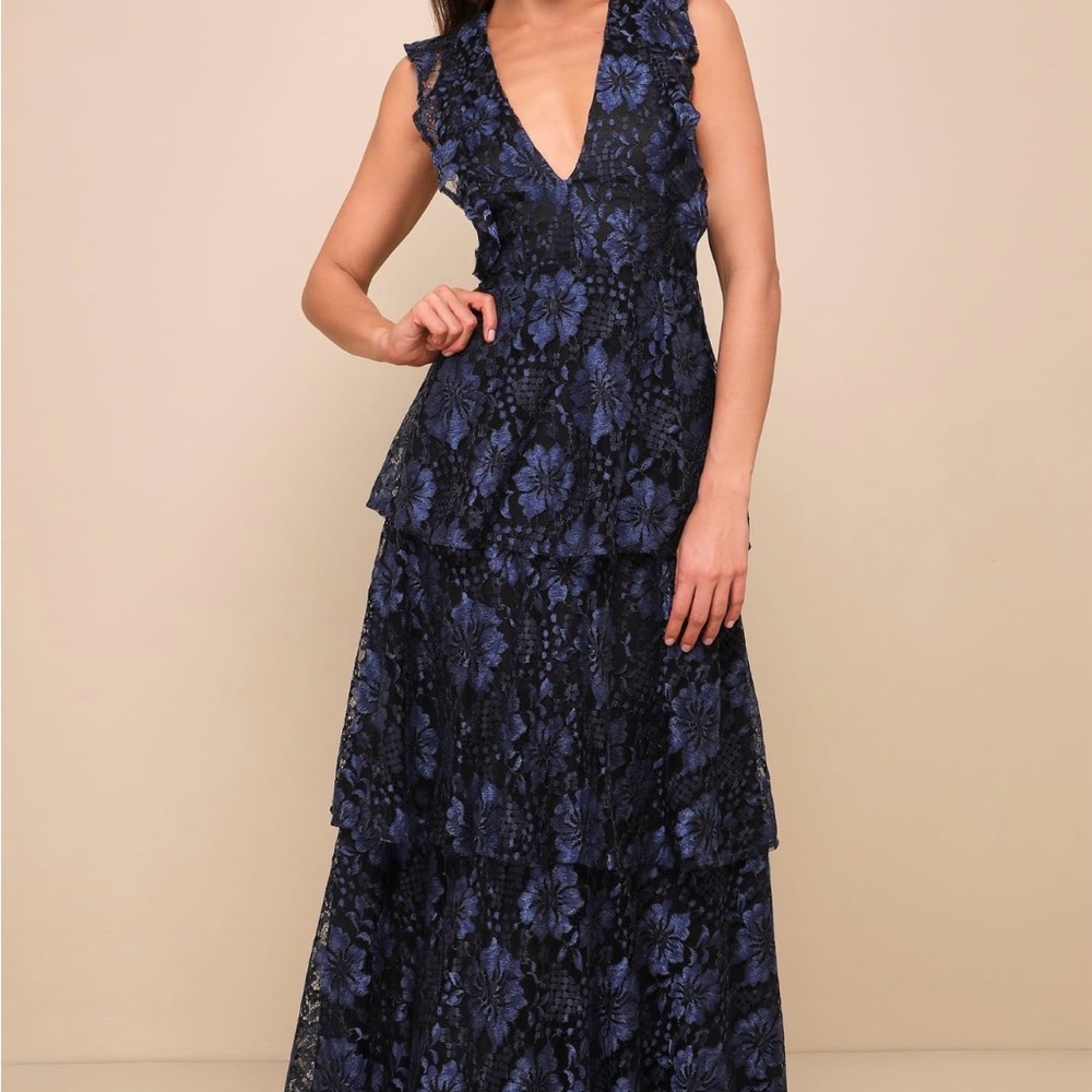Lulu's Midnight Blue Floral Maxi Dress